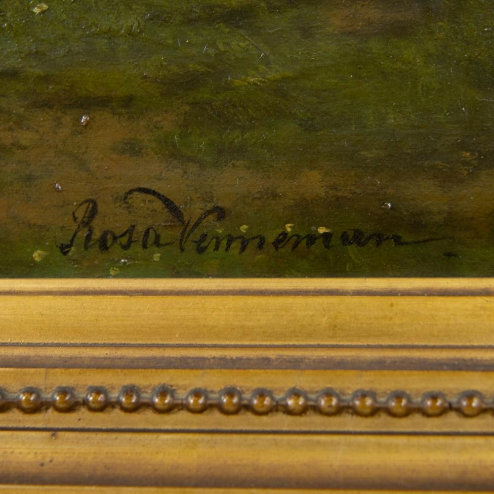 Artwork by Rosa Venneman, oil on canvas Landscap with cows, Made of oil on canvas