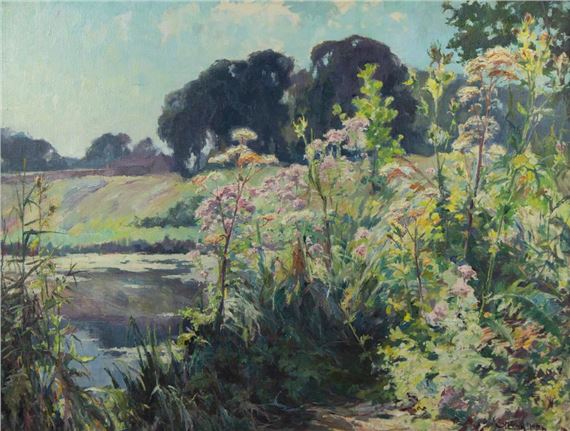 oil on canvas Landscape with pond by Jean Stevan