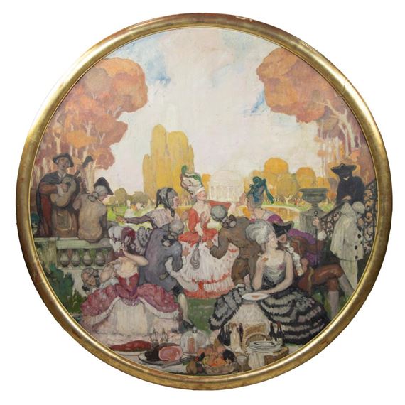 oil on canvas Fête dans le parc by Fernand Allard L'Olivier