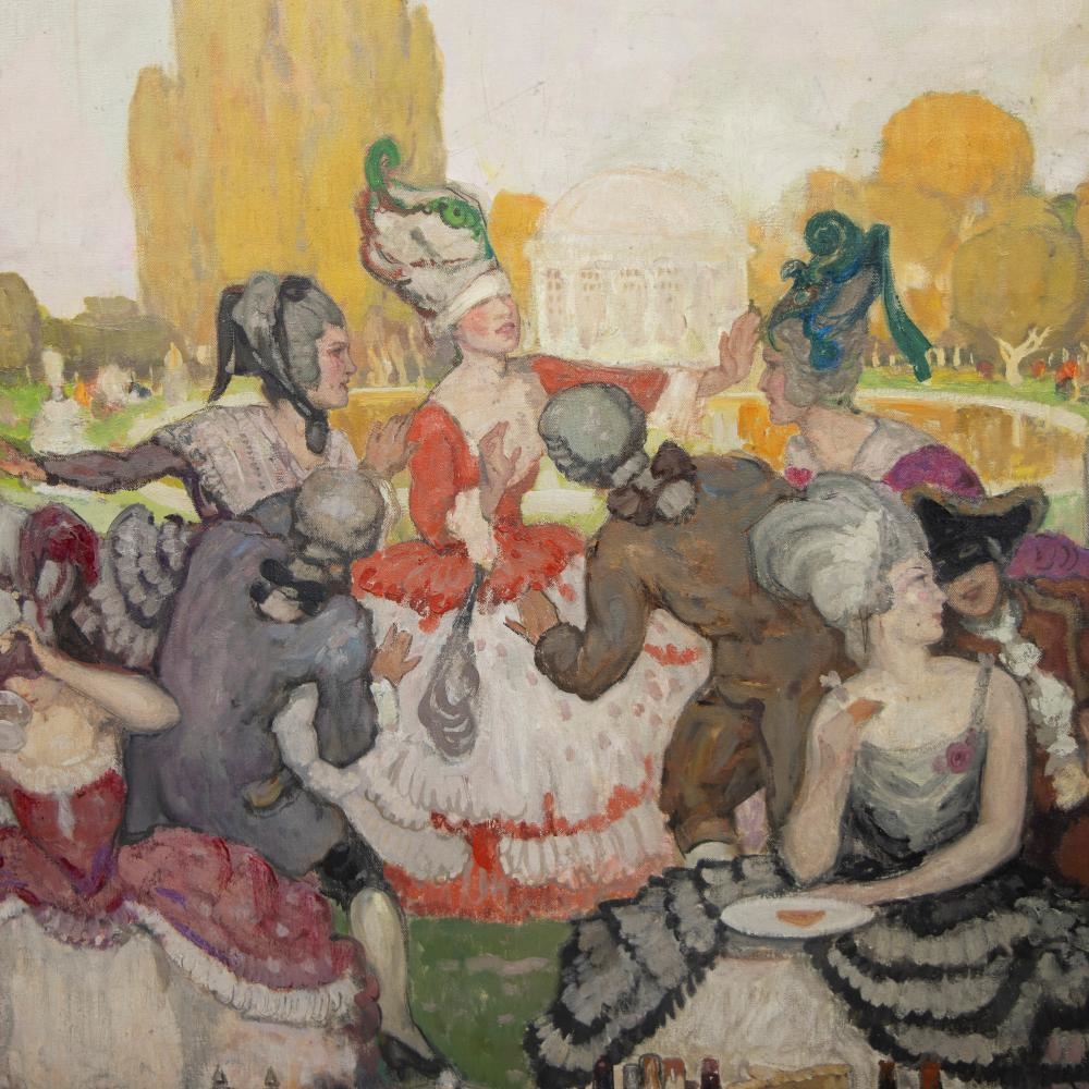 Artwork by Fernand Allard L'Olivier, oil on canvas Fête dans le parc, Made of oil on canvas