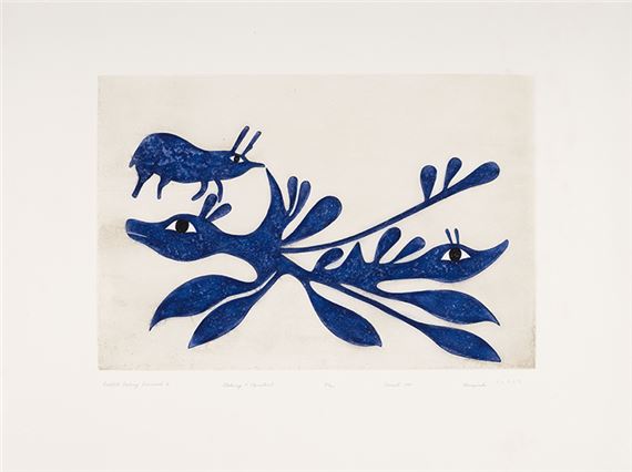 Rabbit Eating Seaweed II by Kenojuak Ashevak, dated 1999
