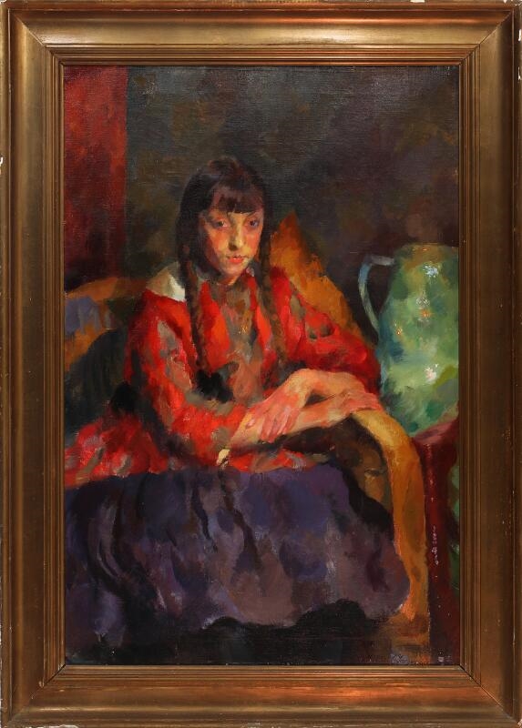 Karl Aksel Jørgensen | A young woman in red | MutualArt