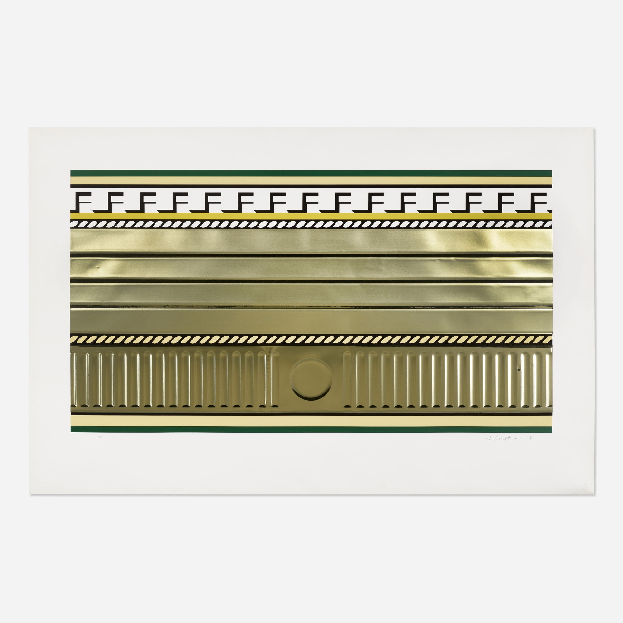 Artwork by Roy Lichtenstein, Entablature III (from the Entablature series), Made of screenprint, lithograph and collage in colors with embossing on BFK Rives