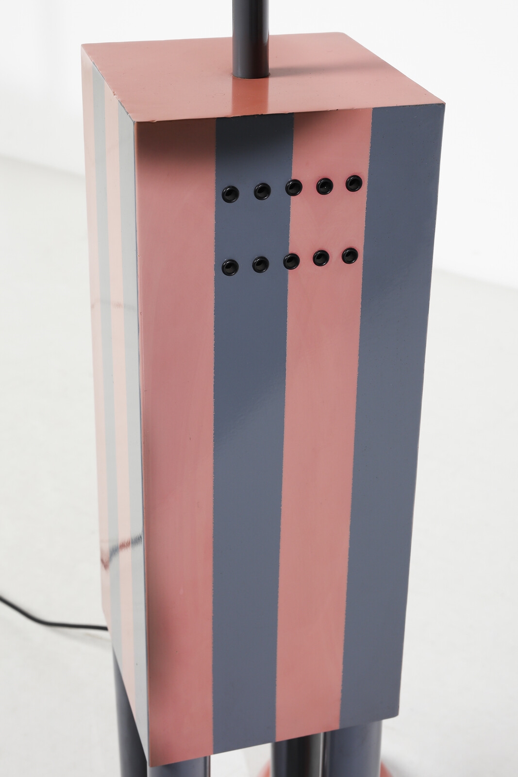 Artwork by Martine Bedin, Terminus floor lamp for Memphis, Milano, Made of Technique : Painted metal