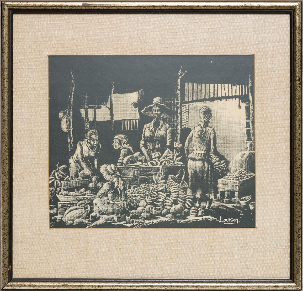 Artwork by Dermot Louison, Untitled - Market Scene, Made of Lithographic print on paper