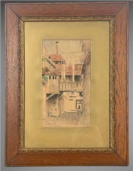 Charles VAMIS (?) Cour à Lisieux Aquarelle... - Lot 76 - Audap & Associés - Charles Vamis