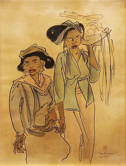Two Balinese Women by Lee Man Fong