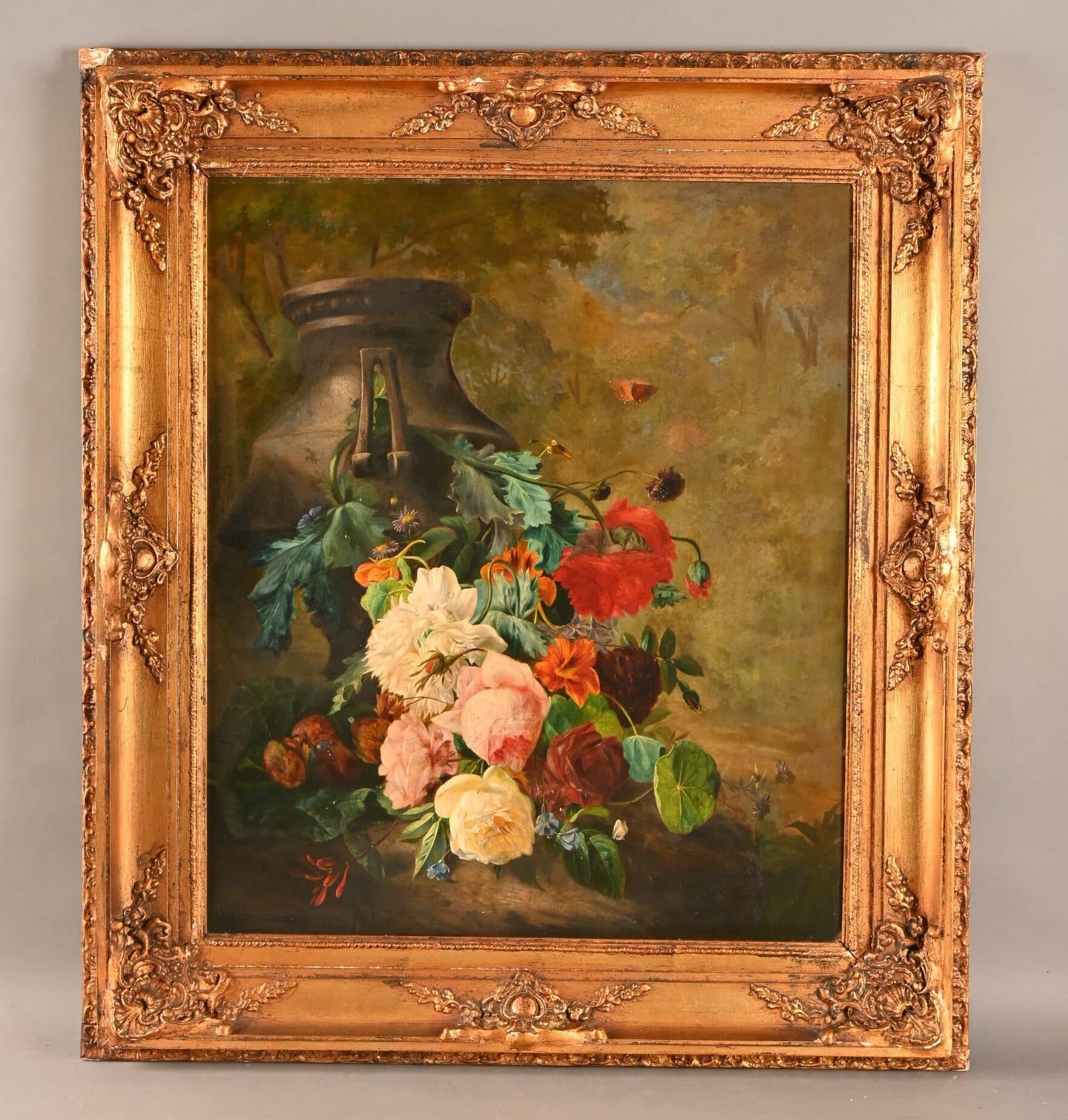 Artwork by François Joseph Huygens, Nature morte au bouquet fleuri près d’un vase, Made of Huile sur panneau