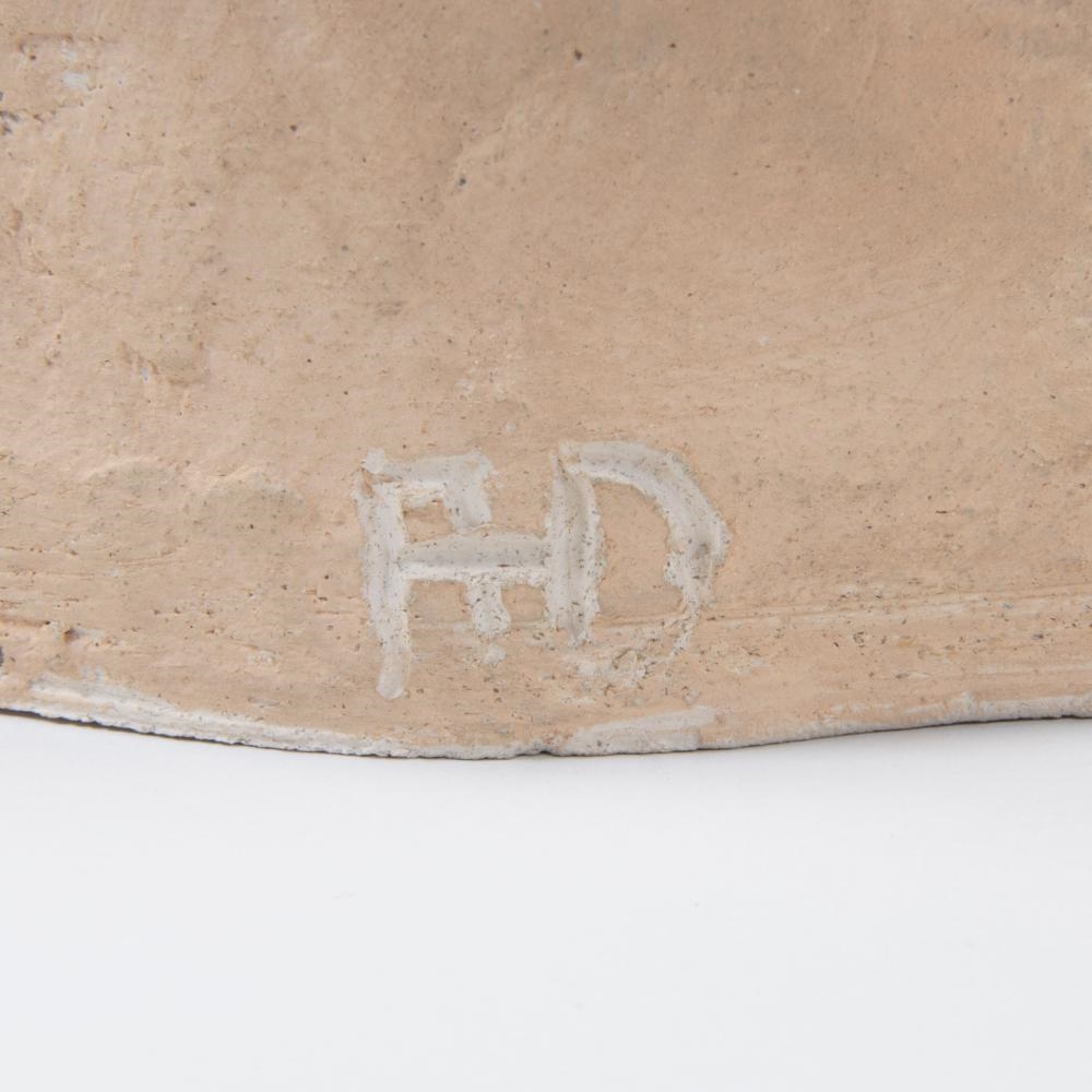 Artwork by Annette Defoort, Annette Defoort, terracotta buste van een vrouw, monogram AD, Made of terracotta