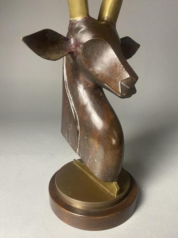 Frederick Cooper Midcentury Frederick Cooper Brass Wood Antelope