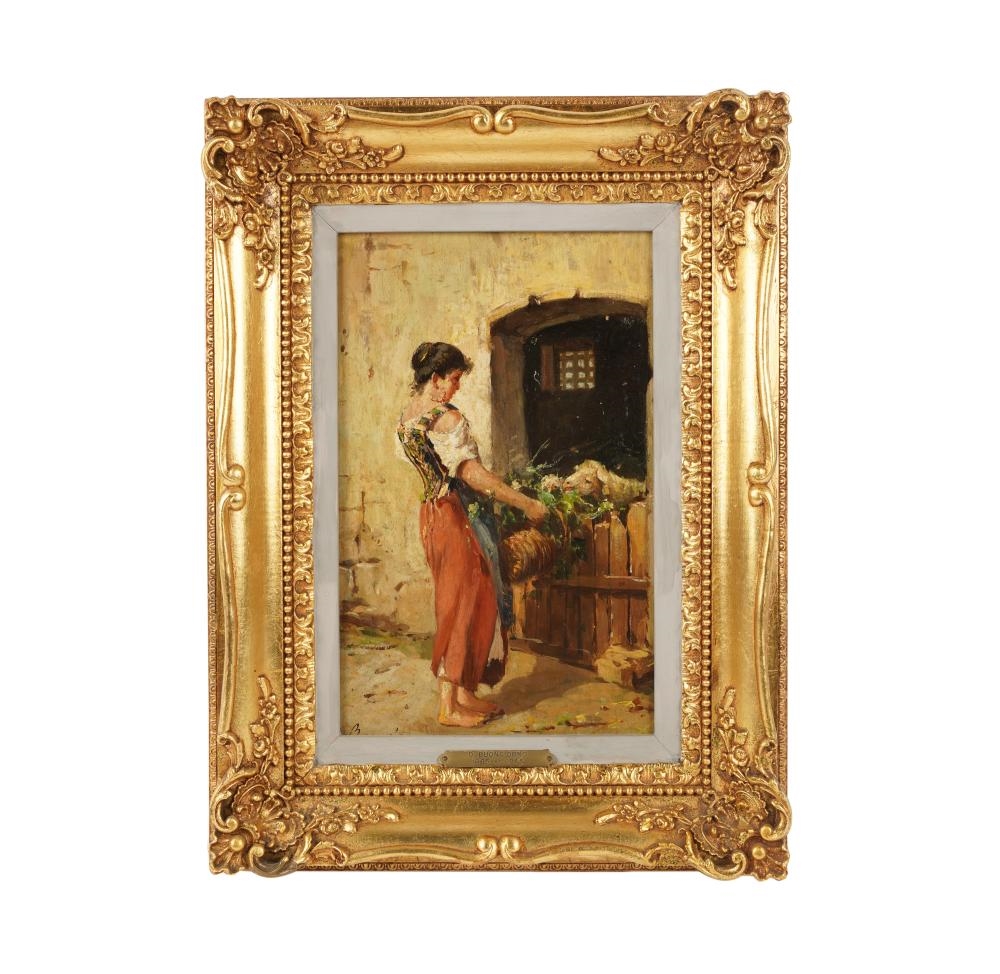 Artwork by Donatus Buongiorno, : At the Stable Door, Made of oil on board