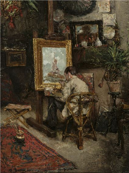 Léon Brunin | The artist in his studio | MutualArt