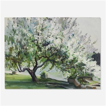 Spring Landscape with Flowering Tree - Florence Ellen Ware