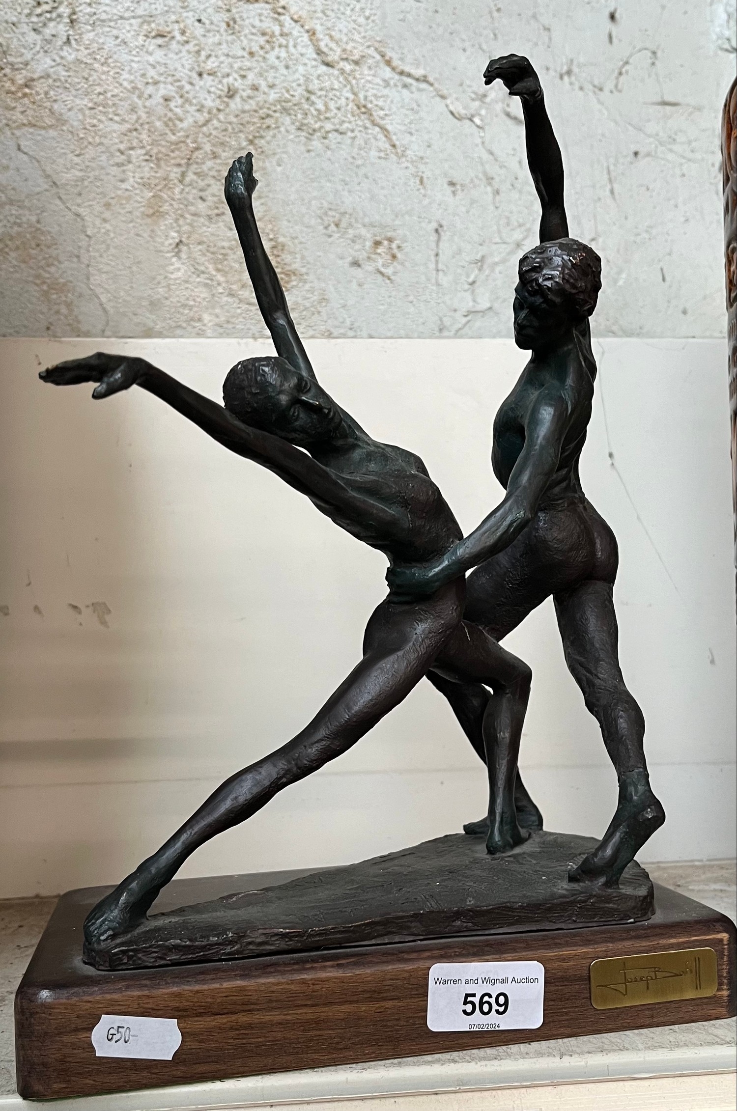 Artwork by Joseph Botill, Dancing couple, Made of Bronze