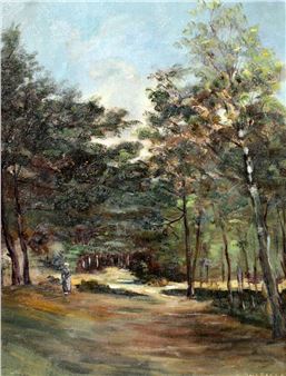 Bosgezicht met persoon - Johannes Boele