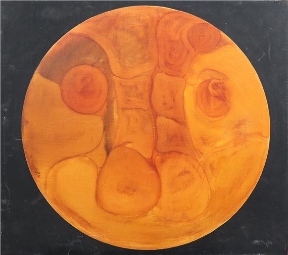 Oranje cirkel in het zwart by Gerard Voet