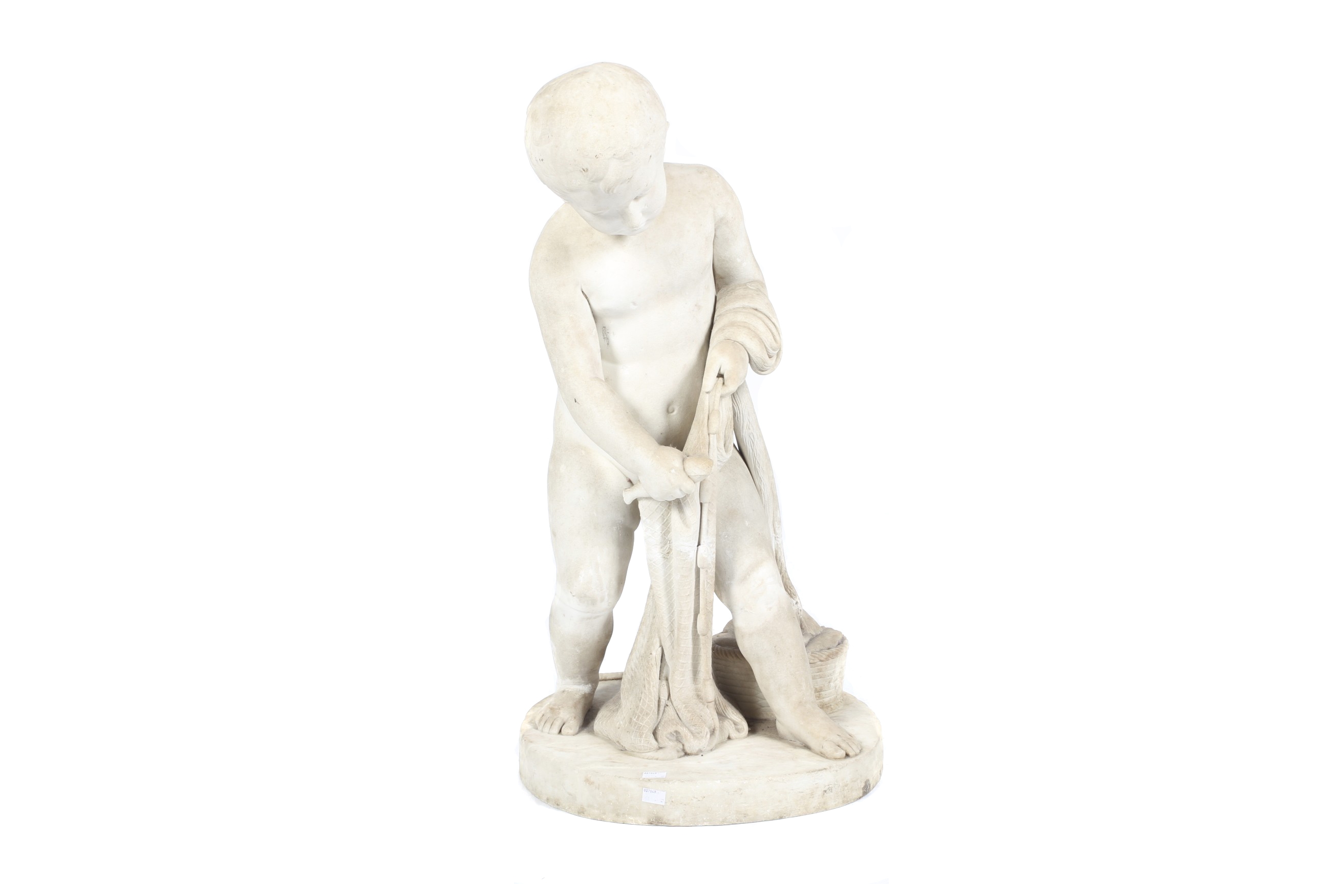 Artwork by Pietro Tenerani, Genio della Pesca, Made of white marble sculpture