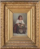 Young woman with tambourine  signed upper left Picture