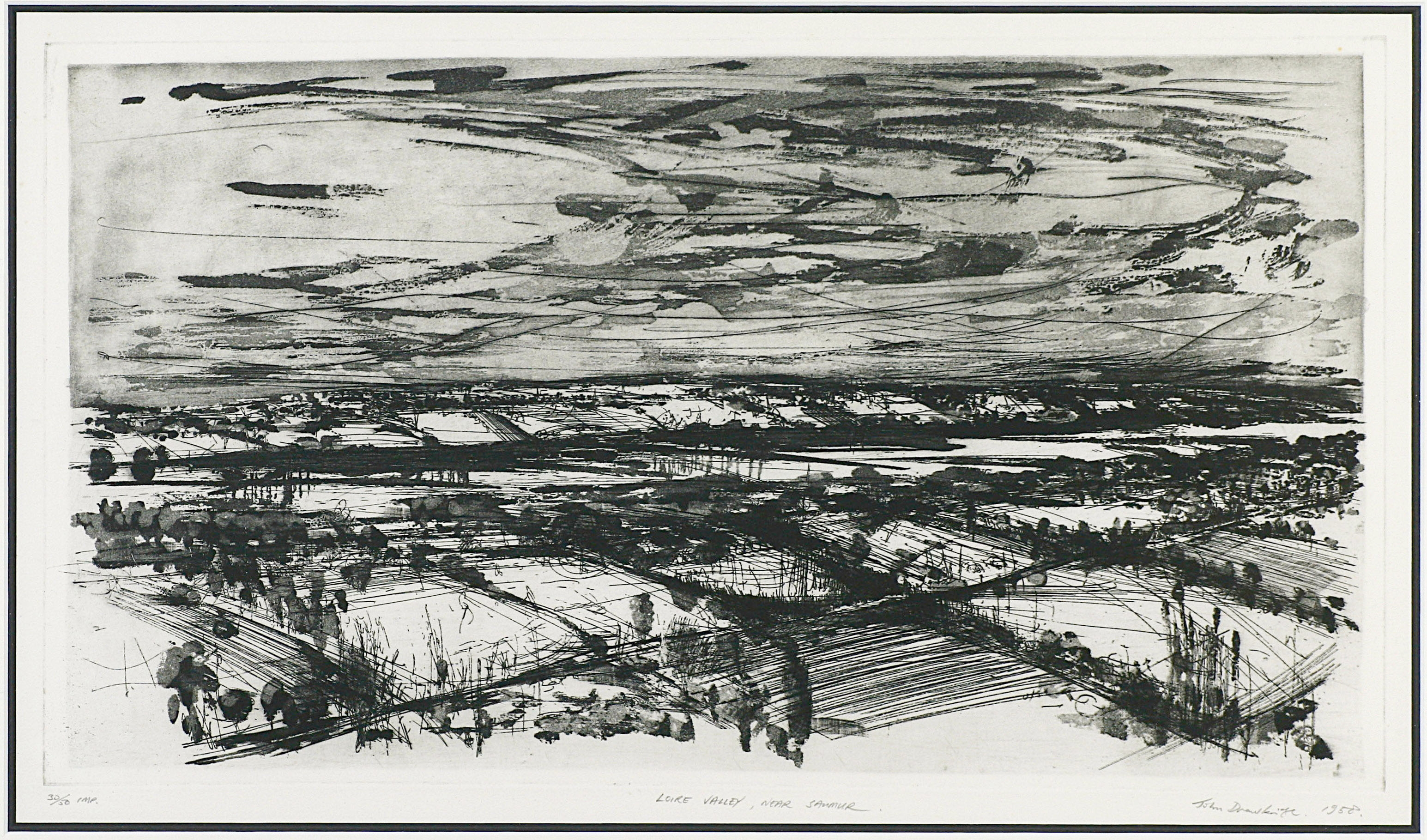 JOHN DRAWBRIDGE -Loire Valley, Near Saumur by John Drawbridge, dated 1958