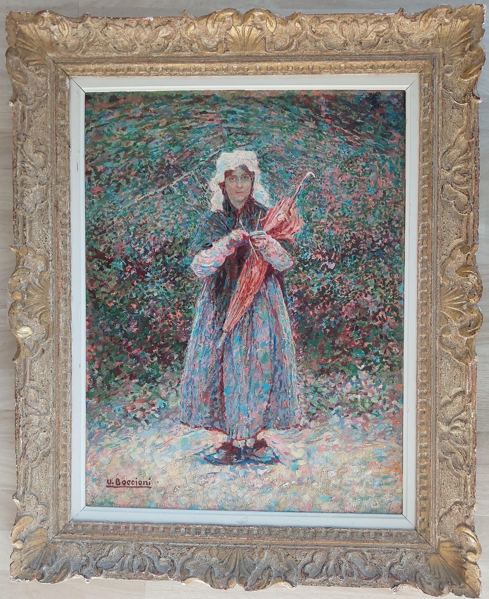PORTRAIT OF GIRL OIL PAINTING by Umberto Boccioni, early 20th century