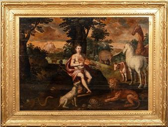 ORPHEUS ENCHANTING THE ANIMALS OIL PAINTING - Frans Pourbus the Elder