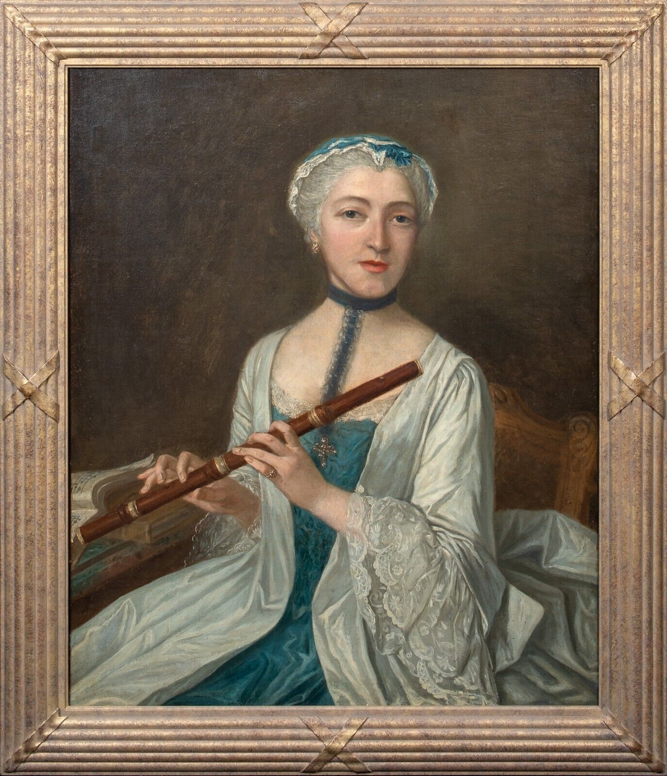 French School, 18th Century | PORTRAIT OF A LADY HOLDING A FLUTE OIL ...