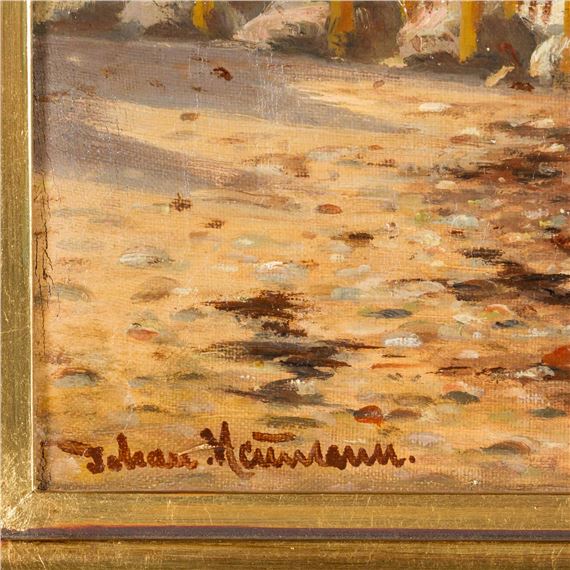 Carl Neumann | View over the sea to the harbor town | MutualArt