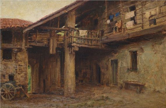 The courtyard of the farmhouse by Carlo Fornara, 1971