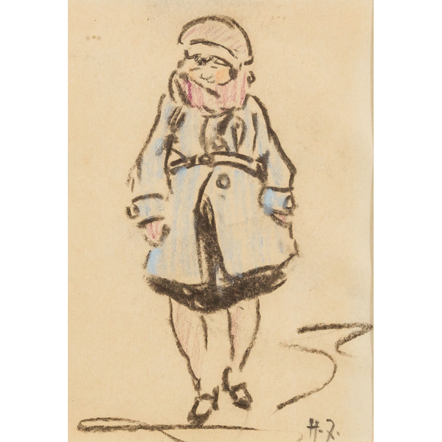 Girl with woollen cap and blue coat by Heinrich Zille