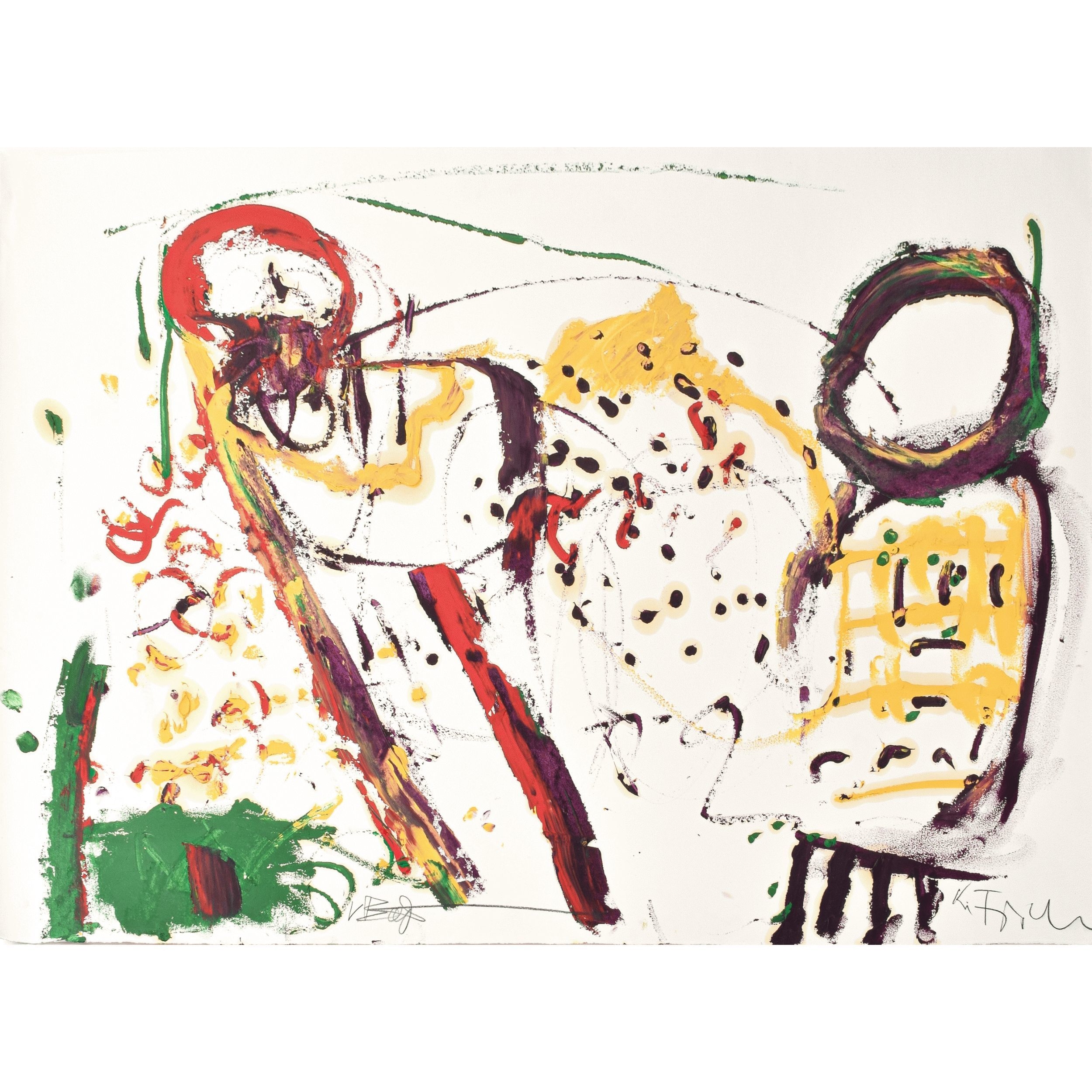 Artwork by Volker Beyer, ZWEI FIGUREN (2005), Made of Oil paint on sturdy laid paper,