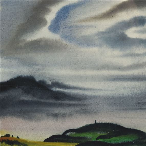 Heribert Fischer-Geising | HÜGELLANDSCHAFT UNTER WOLKENHIMMEL (1949 ...