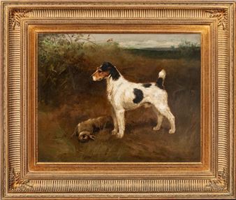 WIRE FOX TERRIER PORTRAIT OF HARE - Frederick French