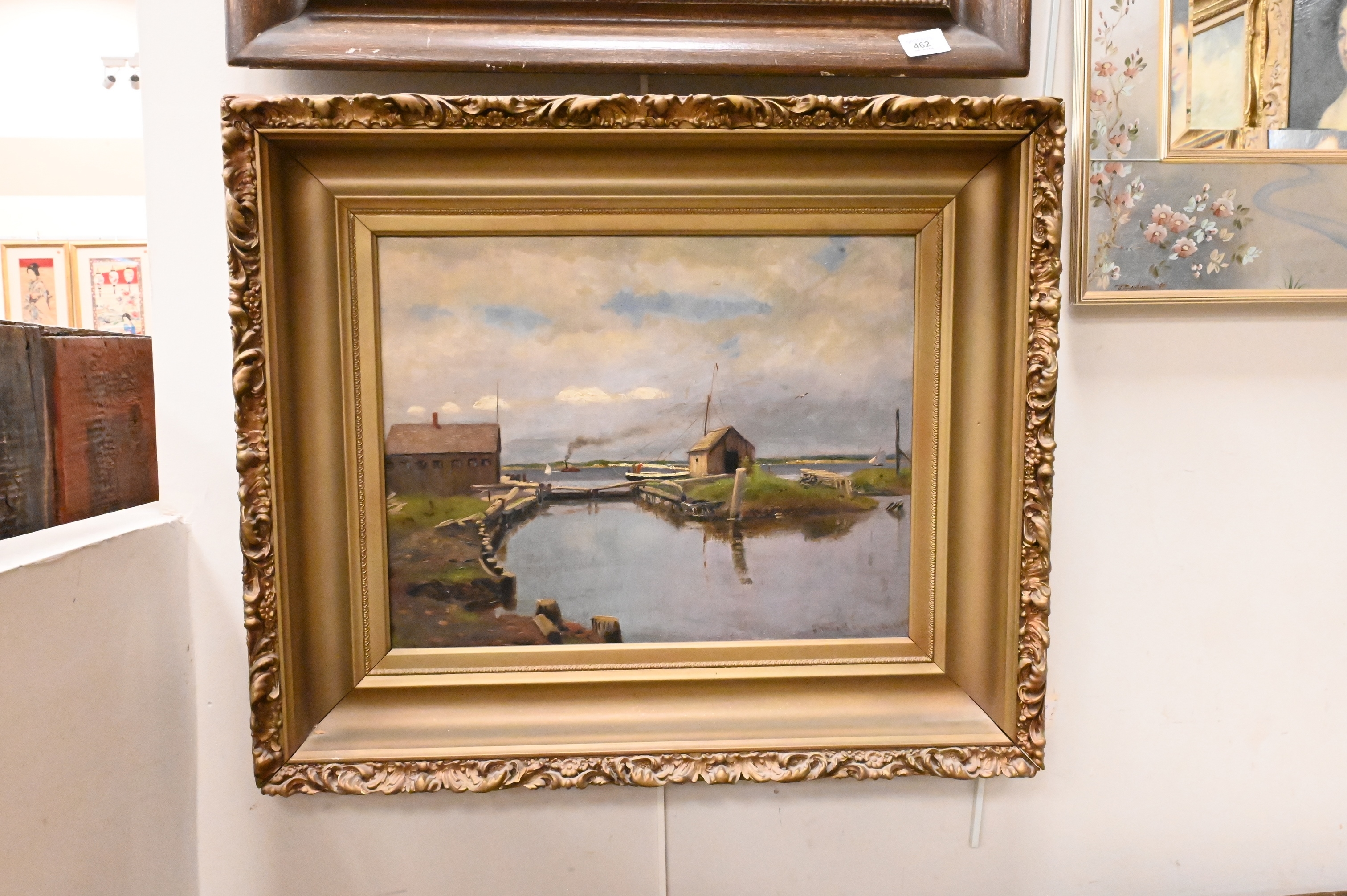 Artwork by Chester Springs, “River Scene Landscape”, Made of Oil on canvas