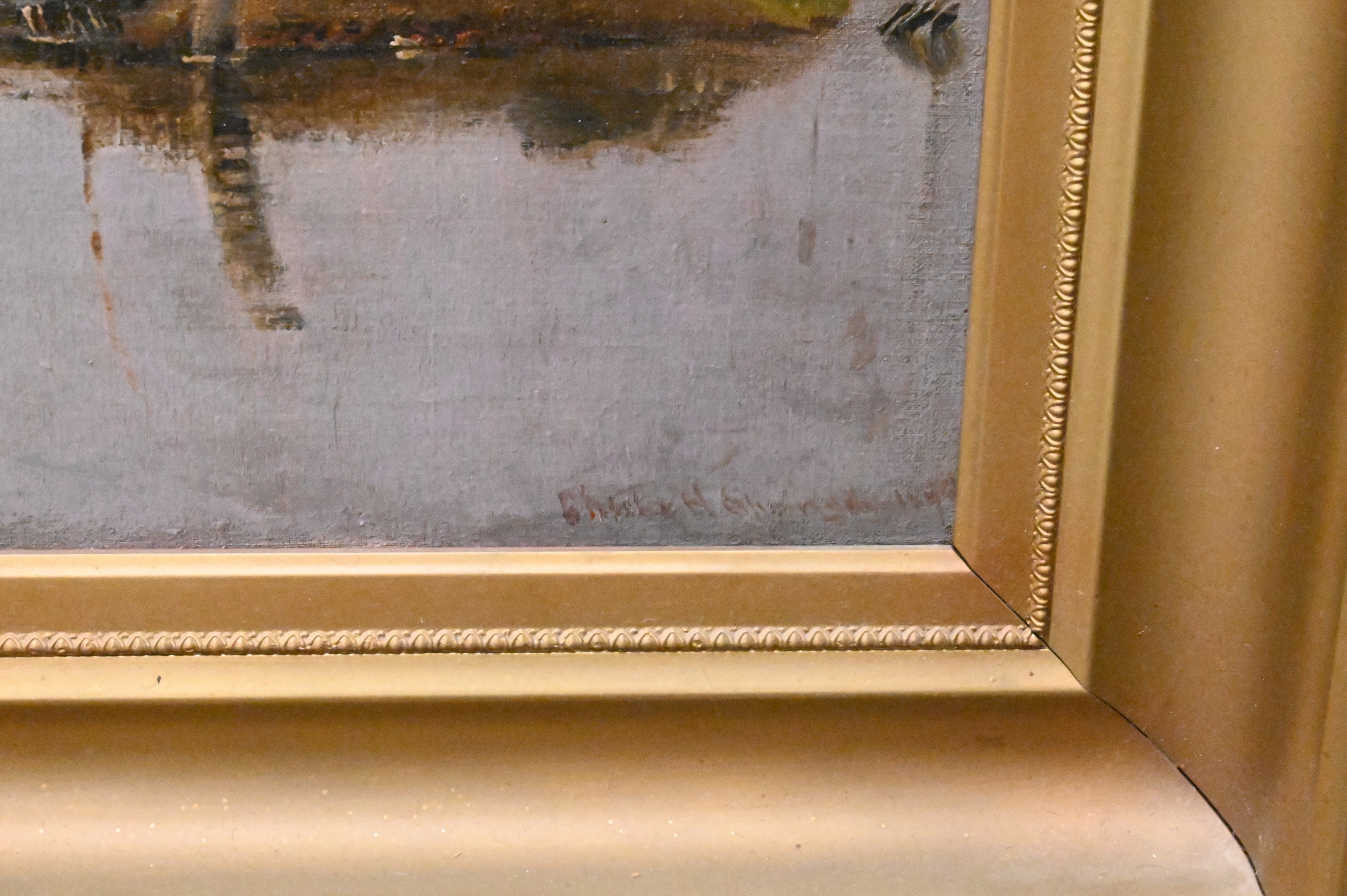 Artwork by Chester Springs, “River Scene Landscape”, Made of Oil on canvas