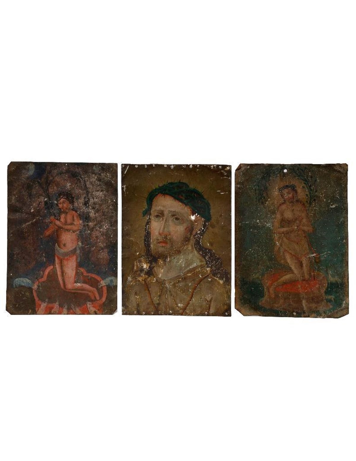 Mexican School, 19th Century | Three Mexican Retablos of Jesus | MutualArt