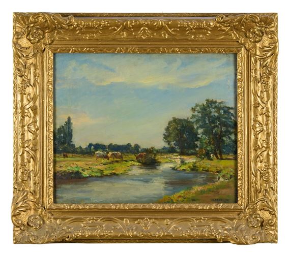 1939) oil on canvas - Water Meadows by James Levin Henry, dated 1923