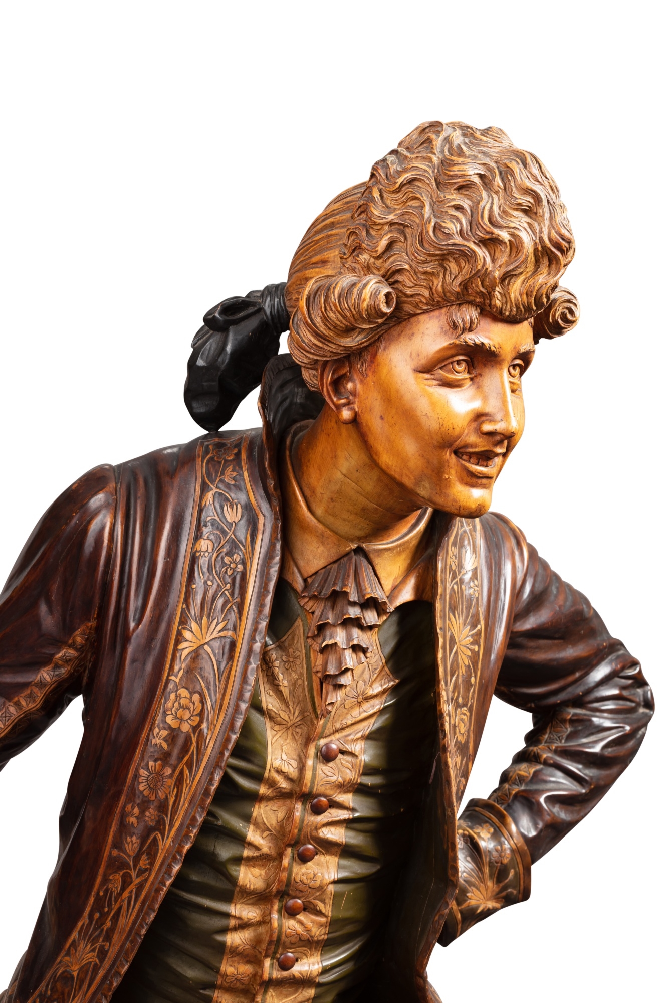 Artwork by Francesco Toso, Paire de figures sculptées en buis et en noyer peint, Made of painted walnut carved