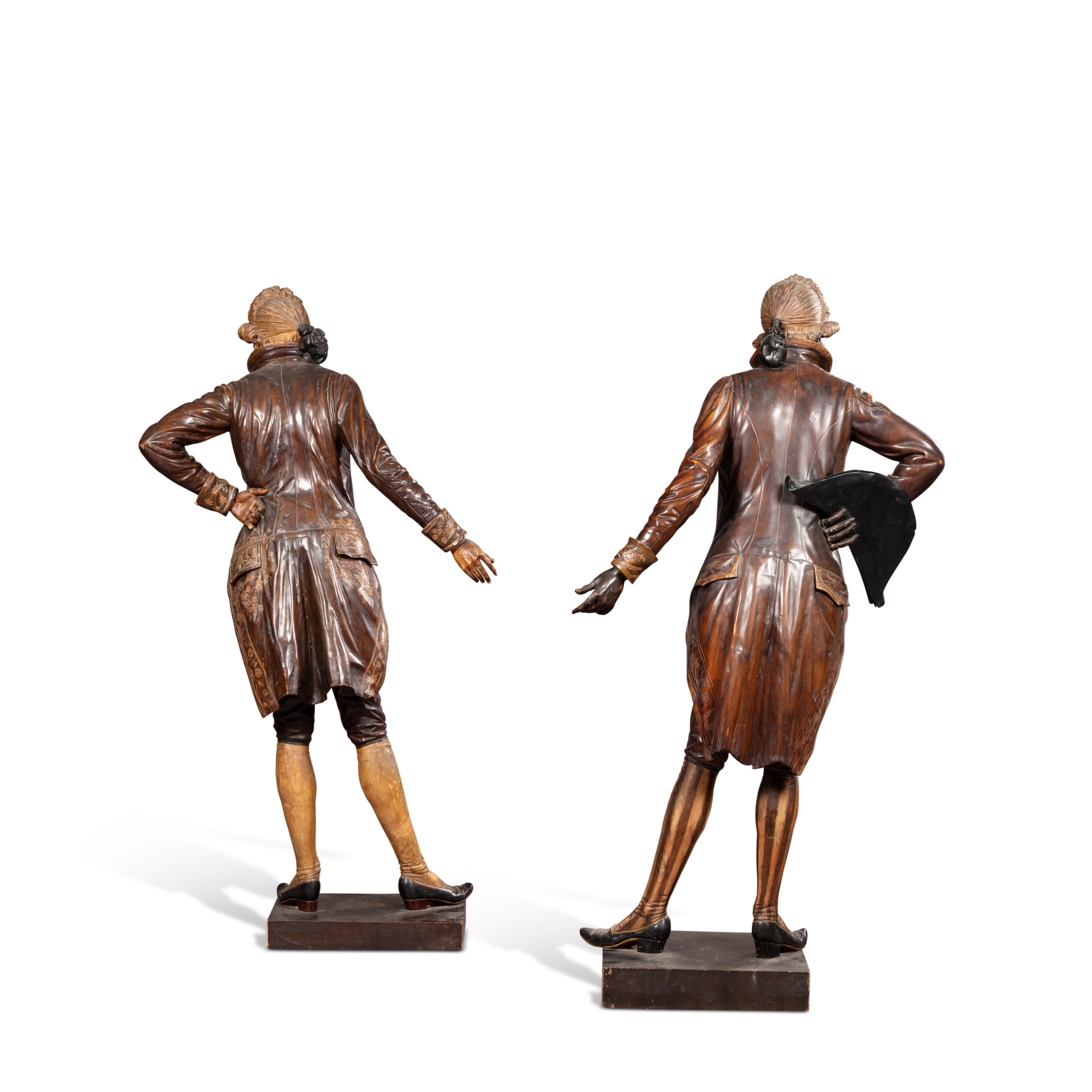 Artwork by Francesco Toso, Paire de figures sculptées en buis et en noyer peint, Made of painted walnut carved