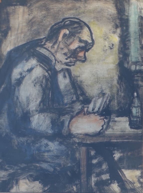 Artwork by B. Kopman, Self-Portrait, Made of colored ink on paper