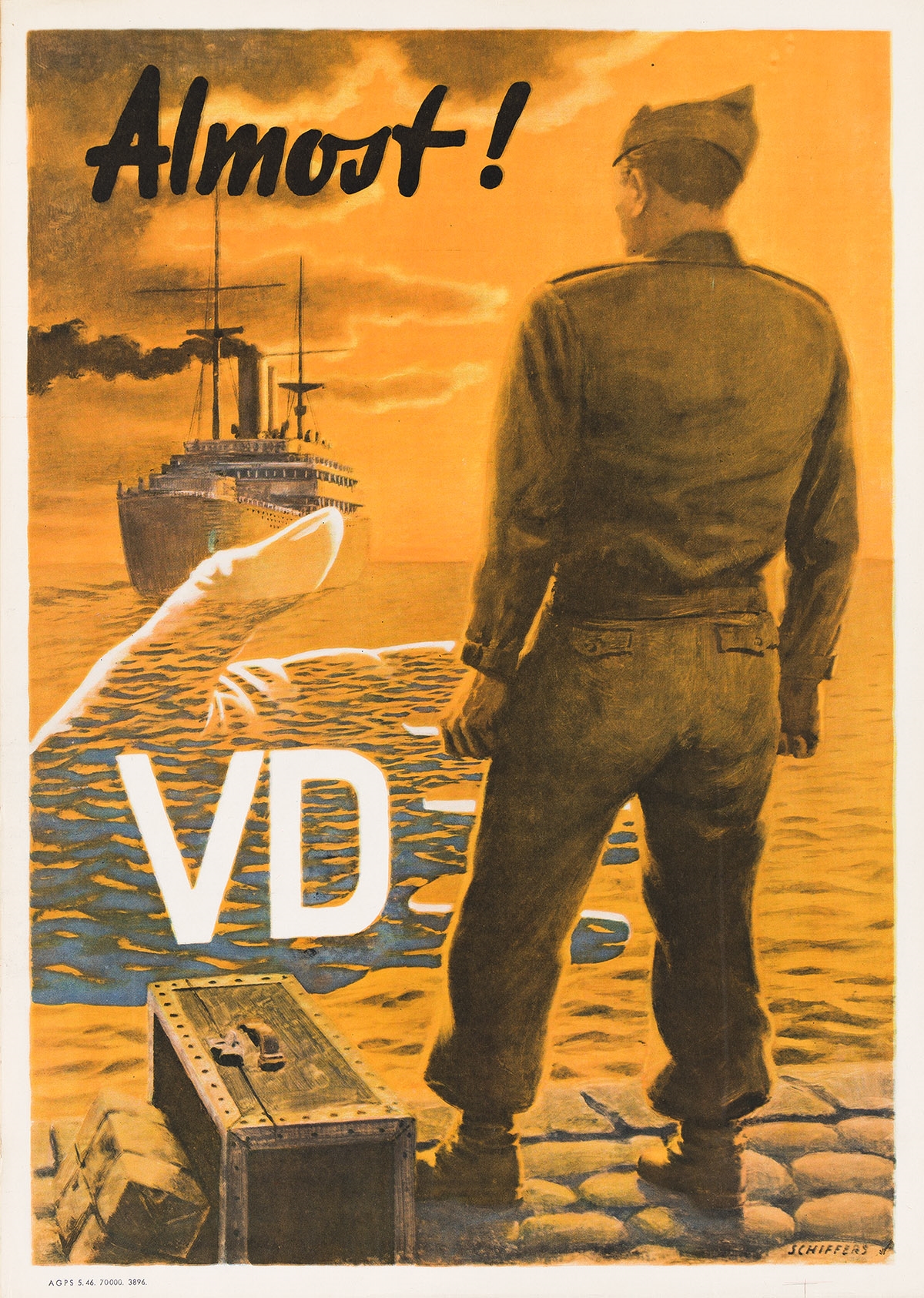 DELAYED! / VD] & [ALMOST! / VD]. Two posters. Circa 1940s - Franz Oswald Schiffers
