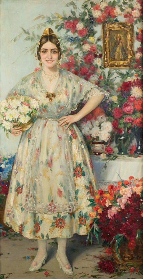 Artwork by Daniel Sabater y Salabert, "Ofrenda floral a la Virgen de los Desamparados", 1919, Made of oil on canvas