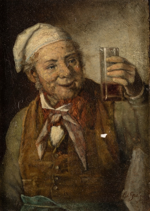 Eduard von Grützner | Monk in a Wine Cellar (1877) | MutualArt