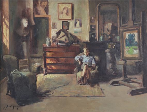 view of the studio with the artist's son - Ernest Betigny
