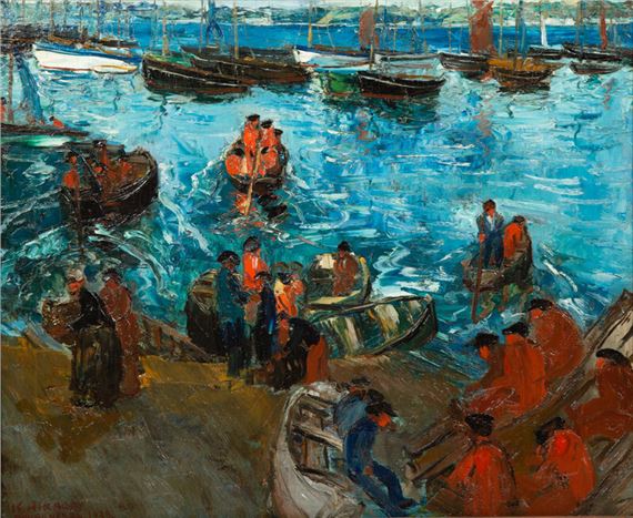 Fishermen by Kamesuke Hiraga, 1929