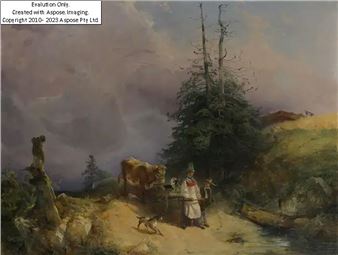 A newborn calf;&#160; - Leopold Brunner the Elder