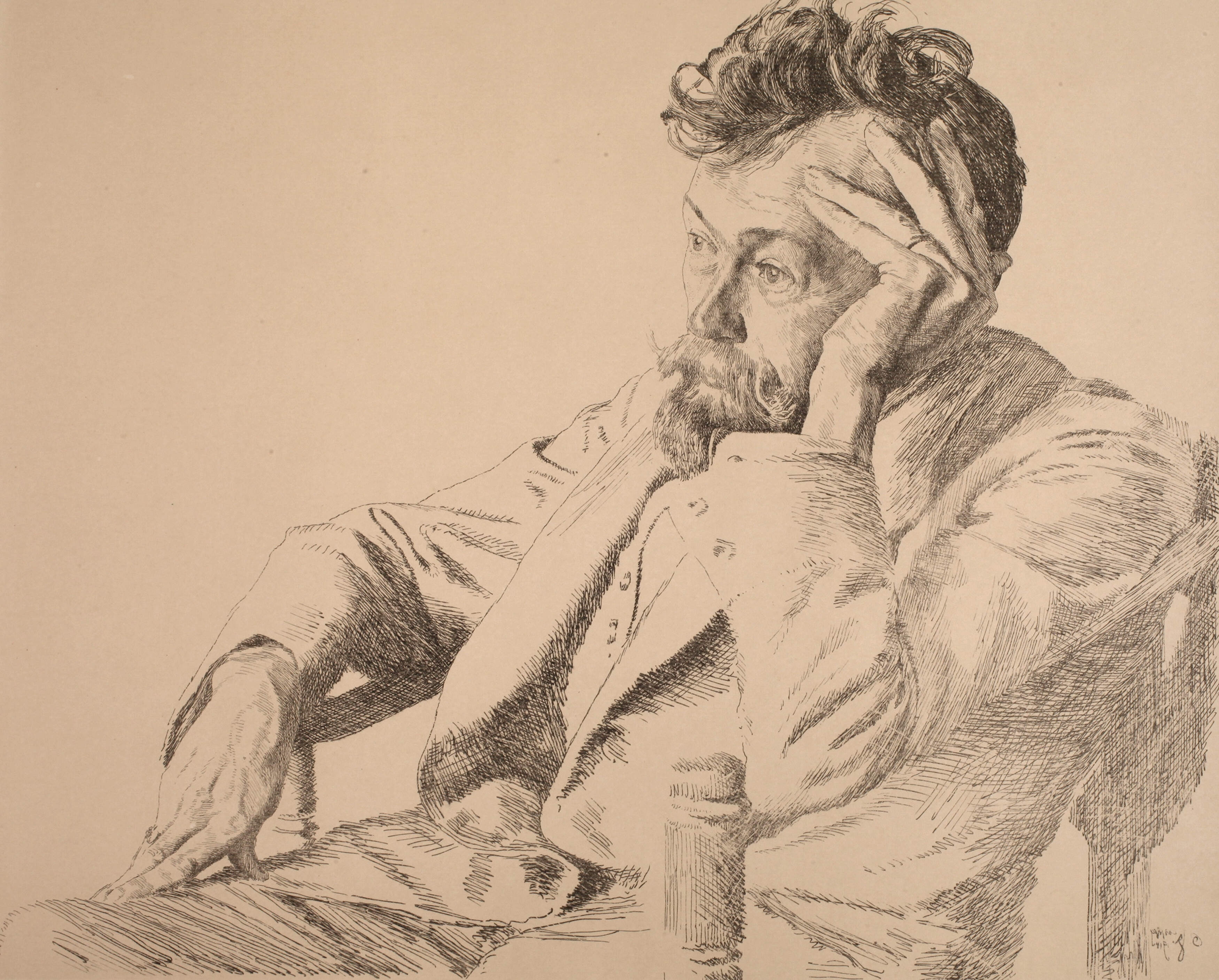 Artwork by Otto Greiner, Portrait Prof. Paul Horst-Schulze, Made of Lithographie über Tonplatte