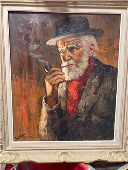 Marc ROBIERRE (XX) Man with a pipe Oil on canvas signed lower left 65.5 x 54 cm Framed - Marc Robierre