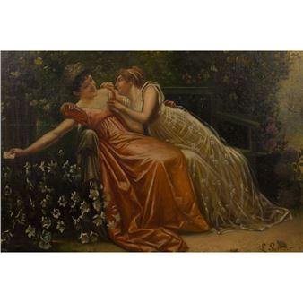 Indiscretion" Oil on Masonite - L. Syamour