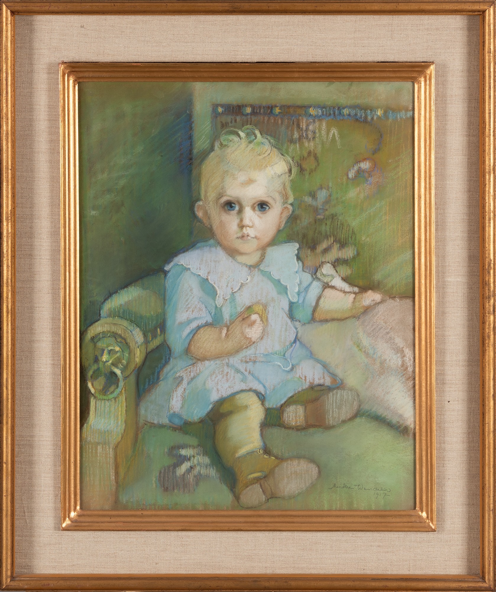 Artwork by Martta Wendelin, A Portrait of a Child, Made of pastel
