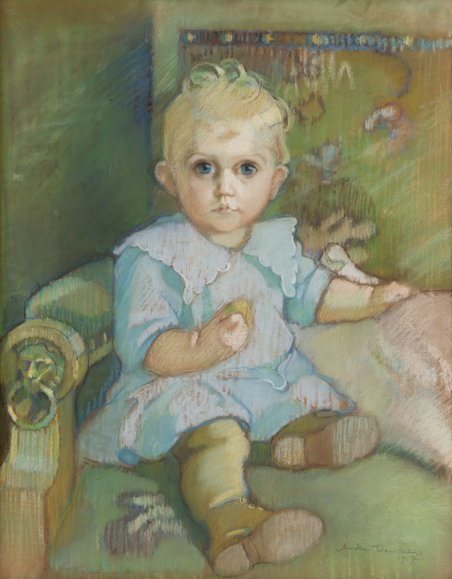 Artwork by Martta Wendelin, A Portrait of a Child, Made of pastel